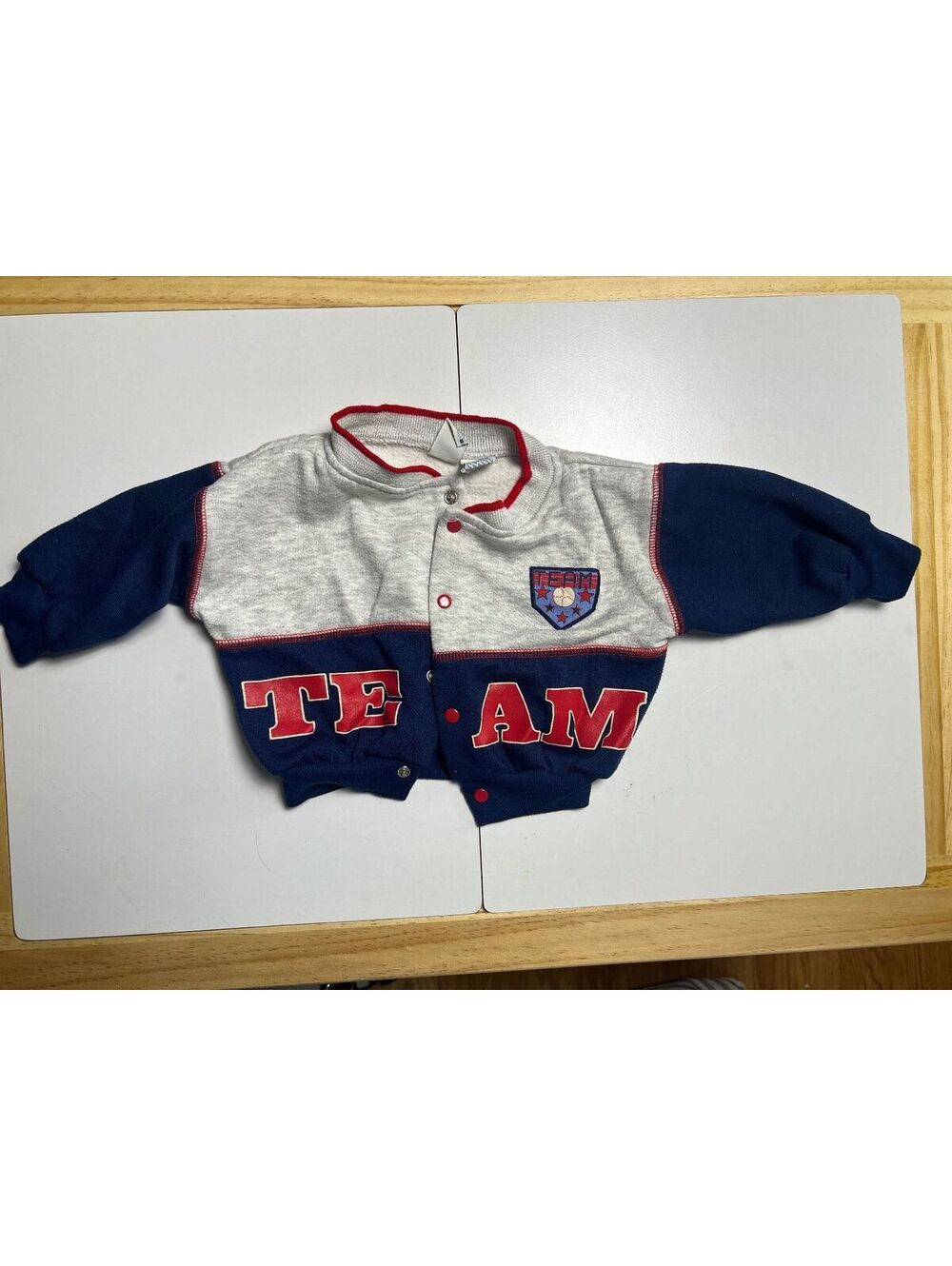 Vintage Little Bye Little Team Varsity Sweatshirt Jacket Baby 12M 90s